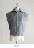 Waffel Two-Way Short Knit Zip-up Vest