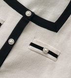 Eloa Square Color Matching Button Cardigan