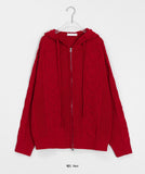 [unisex] Hatomi Heart Punching Knit Hood Zip-Up