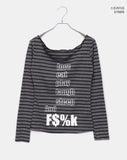 Muang Stripe Print One-Off Shoulder Long Sleeve T-Shirt