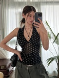 Even see-through dot halter sleeveless
