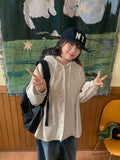 Nameko corduroy over hood shirt