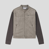 Laden Suede Knit Mix Crop Rider Jacket
