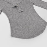 U-neck button-down see-through slim fit t-shirt