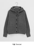 Mihro High Neck Hood Wool Knit Cardigan