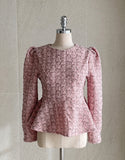 Berin Tweed Puff Peplum Blouse
