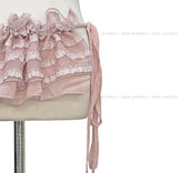 Lace Tiered Layered Wrap Belt Skirt