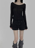 Basic Boat Neck See-Through Tee