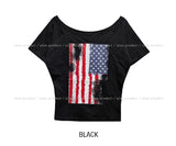 American Vintage Print Off Shoulder Short Sleeve