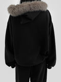 Leman Fur Brushed Hood Hood Zip Up