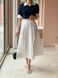Mailing Layered Color Matching Shirt Zip-up Knit