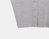 Cure Button Ribbed Round Cardigan