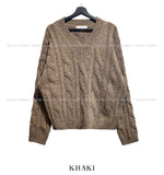 Lenny Cable Crop V-Neck Knit