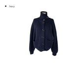 Rucker High Neck Duffle Button Knit Cardigan