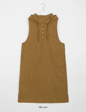Shellco Button Hood Long Sleeveless One Piece