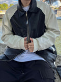 Blended Collar Two Way Leather Jacket