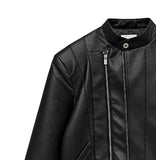 Geron Diagonal Zipper Leather Rider Jacket