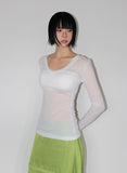 SHEER V-NECK LONGSLEEVE