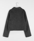 Cuit Handmade Wool Pocket Collar Crop Jacket - Wool 70