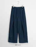 [unisex] Helkan Keyring Pintuck Banding Wide Pants