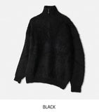 Clear mohair semi zip-up knitwear