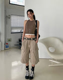 [U-BASIC] Basic Baldy Ribbed Crop Mango Sleeveless