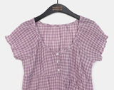 Ridge Check Puff Shirring Blouse