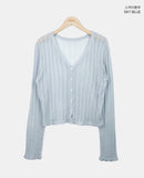 Noir Wavy Ribbed Cardigan