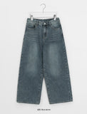 Yambi Washing Denim Wide Brushed Pants