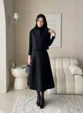[3 piece set] ReadyU Half-Neck Knit Wool Vest Skirt Set