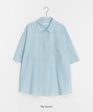 [unisex] Musent Seersucker Stripe Over Short Sleeve Shirt