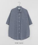 [unisex] Dillon Seersucker Check Over Short Sleeve Shirt