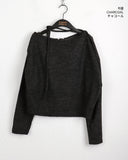 Clan Ribbon Strap Brushed Off Shoulder T-Shirt