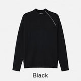 Linked Shoulder Zipper Ribbed Half-Neck Knit