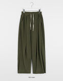 Rich banding wide corduroy pants