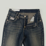 Vintage Washing Patch Embroidery Slim Fit Bootcut Low Denim Pants