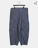 [Cool/Non-Fade] Senba String Wide Denim Cargo Pants