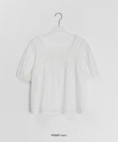 Kohyo Summer Embroidered Shirring Short Sleeve Blouse