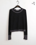 Anns Layered Color matching Round Long Sleeve Warmer T-Shirt