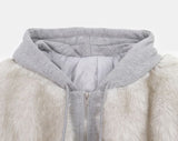 Dihi two-tone fur quilted hooded zip-up jumper