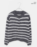 Minun Stripe Color Matching Knit Long Sleeve Cardigan