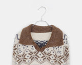 Neuel Nordic color matching collar loose fit long sleeve knit