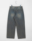 Drain brushed washed denim pants