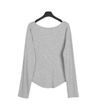 Rosa Boat Neck Ribbed Long Sleeve Tee