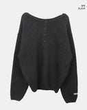Sodan round neck henley neck loose wool long sleeve knit