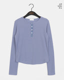 Horse Half Button Ribbed Long Sleeve T-Shirt