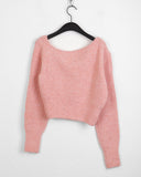 Nize Wool One Off Shoulder Cropped Long Sleeve Knit