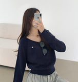 Colorful Pendant Point V-Neck Long Sleeve Knit