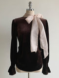 Coen Satin Tie Velvet Blouse
