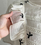 Huilin Ribbon Puff Blouse
